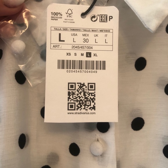 NWT ✨ ASOS / Stradivarius Polka Dot Button- Up - Picture 7 of 8
